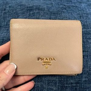 Prada small Saffiano leather wallet.